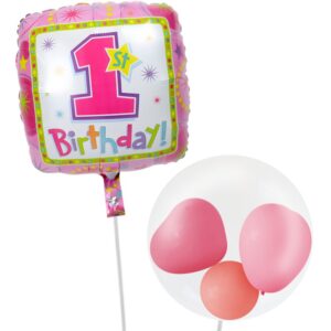 ぷちハート&スマイルのファーストバースデー【1才の誕生日のバルーン電報・女の子】