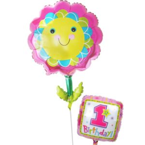 ニコニコフラワーのファーストバースデー【1才の誕生日のバルーン電報・女の子】