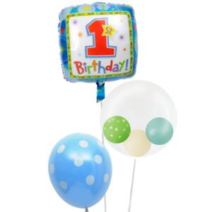 ぷちスマイルとブルードットのファーストバースデー【1才の誕生日のバルーン電報・男の子】