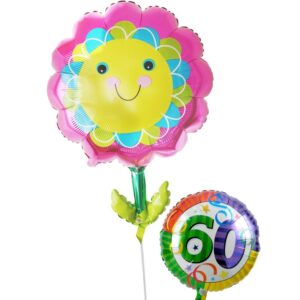 スマイルフラワーと60才バルーン【還暦祝いのバルーン電報】