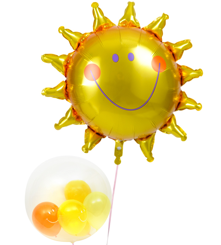 大きな太陽とぷちハート【お祝いやパーティーのバルーン電報・装飾】