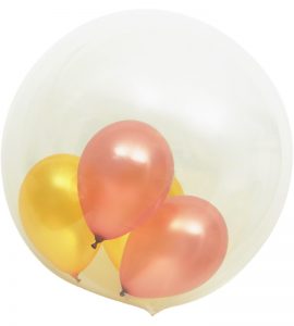 ピンクハートとパープルスターと大人カラープチバルーンの5連ブーケ【お祝いやパーティーのバルーン電報・装飾】