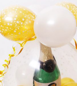 シャンパンバルーンでお祝い！ラッピングバルーン【お祝いやパーティーのバルーン電報・装飾】