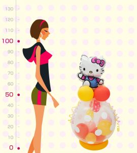 キティちゃんの付いたピンクキャンディーとイエローキャンディーのラッピングバルーン【お祝いやパーティーのバルーン電報・装飾】