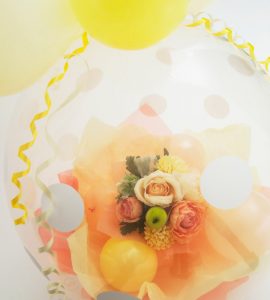 イエロー・オレンジ系アレンジメントのラッピングバルーン【お祝いやパーティーのバルーン電報・装飾】
