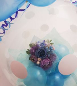 ブルー系アレンジメントのラッピングバルーン【お祝いやパーティーのバルーン電報・装飾】