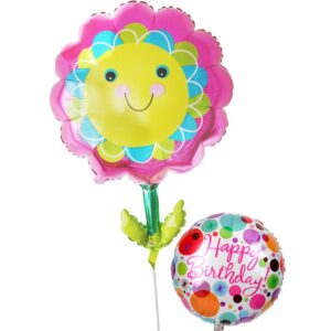 スマイルフラワーと華やかドット【誕生日のバルーン電報】