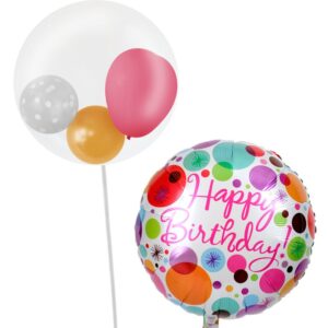 かわいいぷちハートと華やかドット【誕生日のバルーン電報】