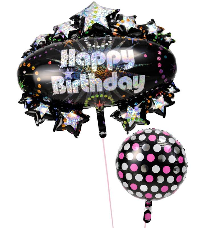 大人キラキラバースデーと大人ドット【誕生日のバルーン電報】