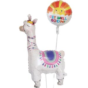 イエローフラワーと夢見るアルパカ【お見舞いのバルーン電報】