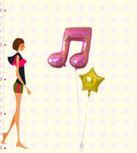 大きな音符とゴールドスター【ピアノやバレエの発表会のバルーン電報】