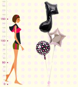 大きなブラックの8分音符とピンクスター、大人ドット【ピアノやバレエの発表会のバルーン電報】