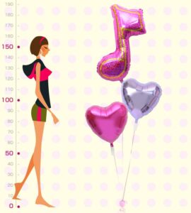 大きなピンクの8分音符とラベンダーハート、マゼンタハート【ピアノやバレエの発表会のバルーン電報】