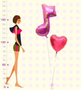 大きなピンクの8分音符とレッドハート【ピアノやバレエの発表会のバルーン電報】