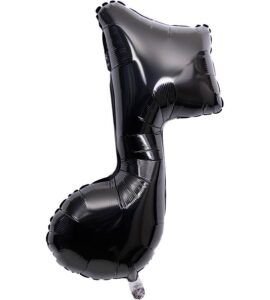 大きなブラックの8分音符とレッドハート【ピアノやバレエの発表会のバルーン電報】