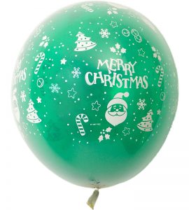 雪の結晶とサンタクロース、グリーンクリスマス、レッドクリスマス【クリスマスのバルーン電報】